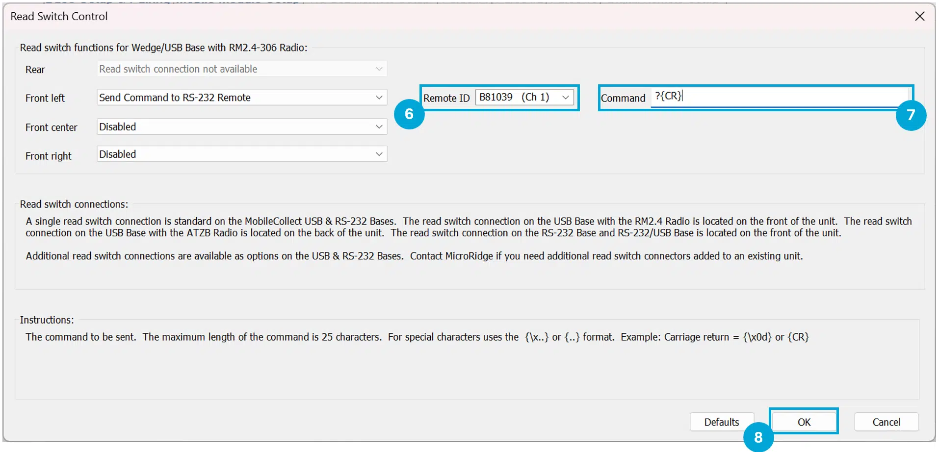 Select RS-232 Remote ID and Input Serial Command