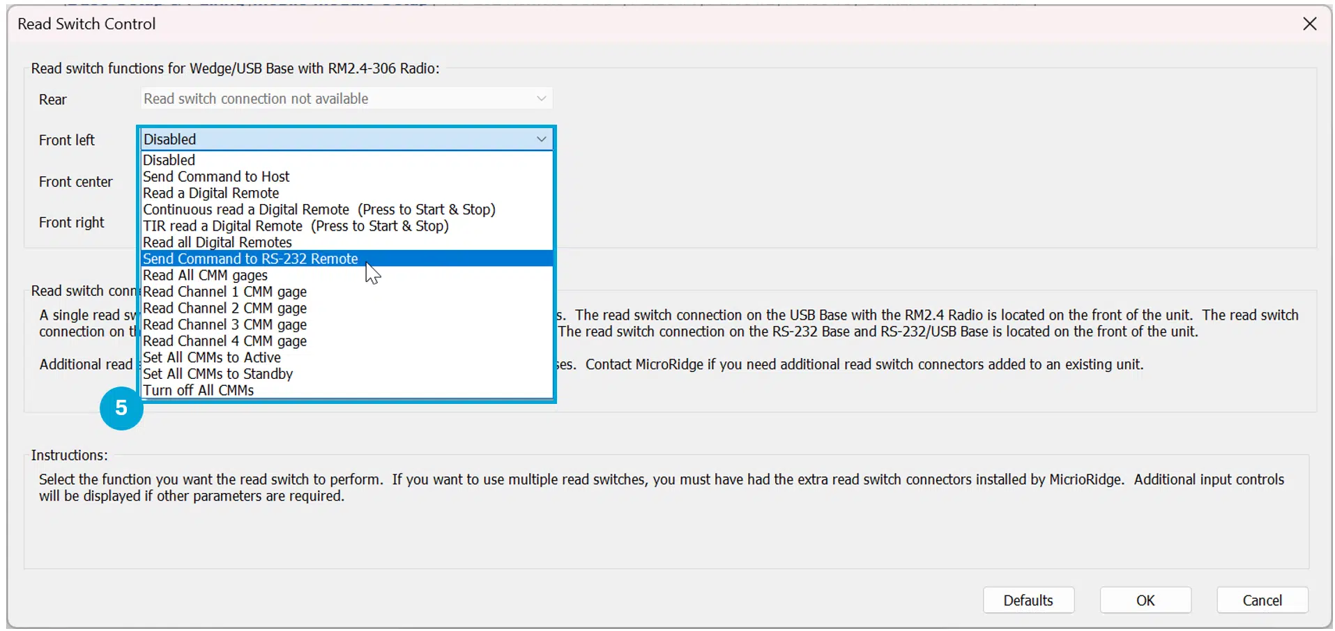 Select Send Command to RS-232 Remote